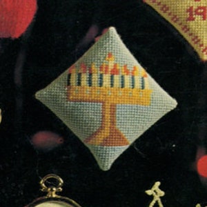 3 Cross-Stitch Ornaments Patterns pdf - Menorah Dreidel Star of David, Hanukkah Jewish Holiday Instant Download, 3x3 Needlepoint