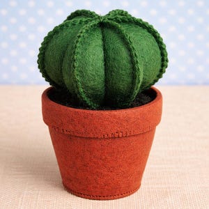 Cactus Felt Pattern Southwestern Instant Digital Download PDF Retro Home Decor Felting Plant Craft Potted Succulent 5" Tall