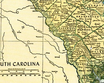 1940er Jahre South Carolina City Street Karte, zu Hause ausdruckbar, Retro Wandkunst, sofortiger digitaler Download
