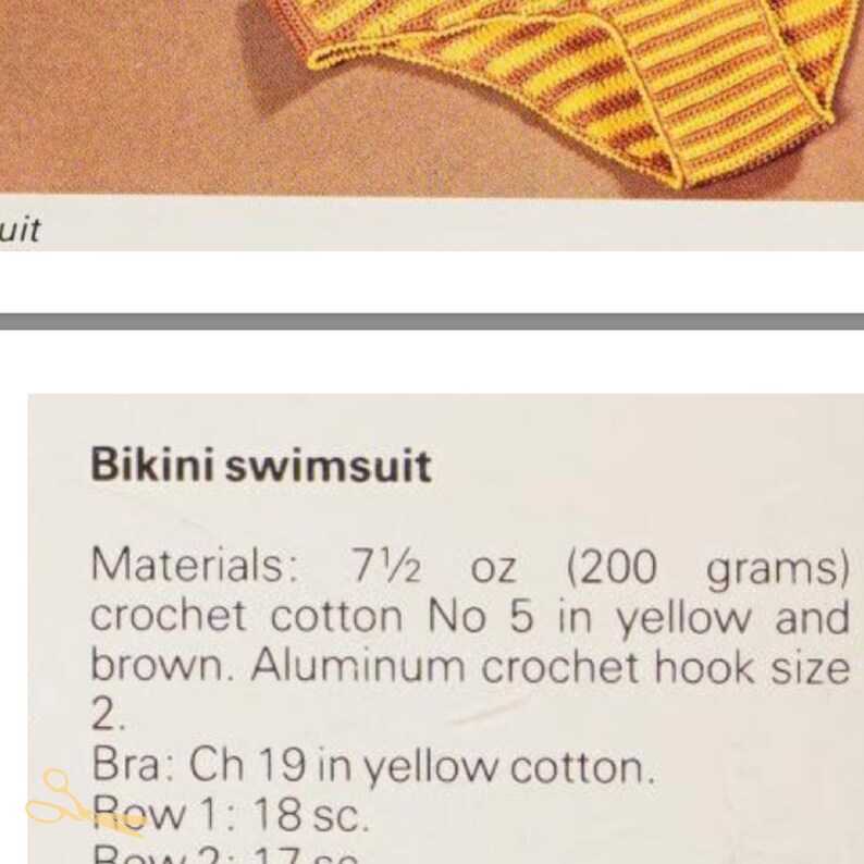 Get your Hippy On: Crochet a Bold and Beautiful 70s Bikini with this Pattern pdf Petite Size Brazilian image 2