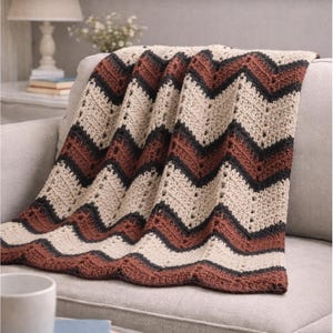 Rustikale Chevron Häkeldecke Muster Afghan Retro Warmer Decke gehäkelt Ripple PDF Sofort Digital Download Landhaus Stil Dekor Vintage 80er Jahre