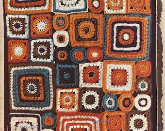 Iconic Granny Square Crochet Blanket Pattern, Vintage Vibes, Instant Digital Download pdf, Retro Sampler Afghan, Easy!