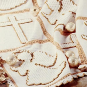 Angel and Crosses Crochet Blanket Pattern pdf Instant Digital Download, Religious Theme