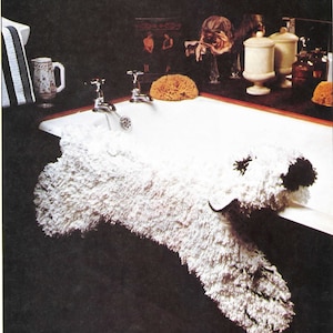 70s Shaggy Polar Bear Crochet Rug Pattern, 42&quot; x 32&quot;,  Instant Digital Download PDF for Immediate Use! Thick and Fluffy for Bathroom Decor