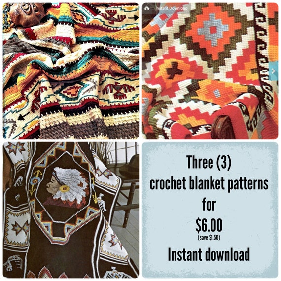 Set of 3 Crochet Afghan Pattern Books