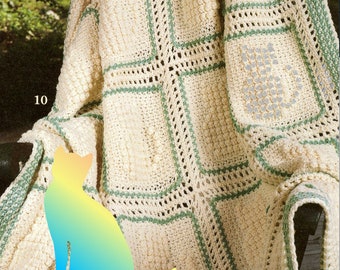 Vintage Cats Crochet Blanket Pattern, Instant digital download pdf, 53"x72" Large Granny Squares Afghan Because You Love Cats!