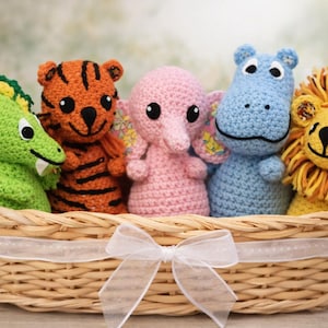Crochet Animal Set: 5 Patterns for Dragon, Elephant, Tiger, Hippo, Lion PDF Instant Download for Immediate Use!