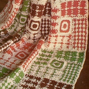 Easy Cluster Stitch Granny Square Crochet Afghan Pattern, Instant Digital Down pdf eBook, Retro Vibes
