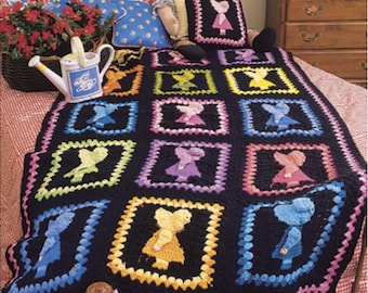 Iconic Sunbonnet Sue Crochet Blanket Pattern pdf, Instant Download, Nostalgic Blanket in 2 Sizes and a Pillow!