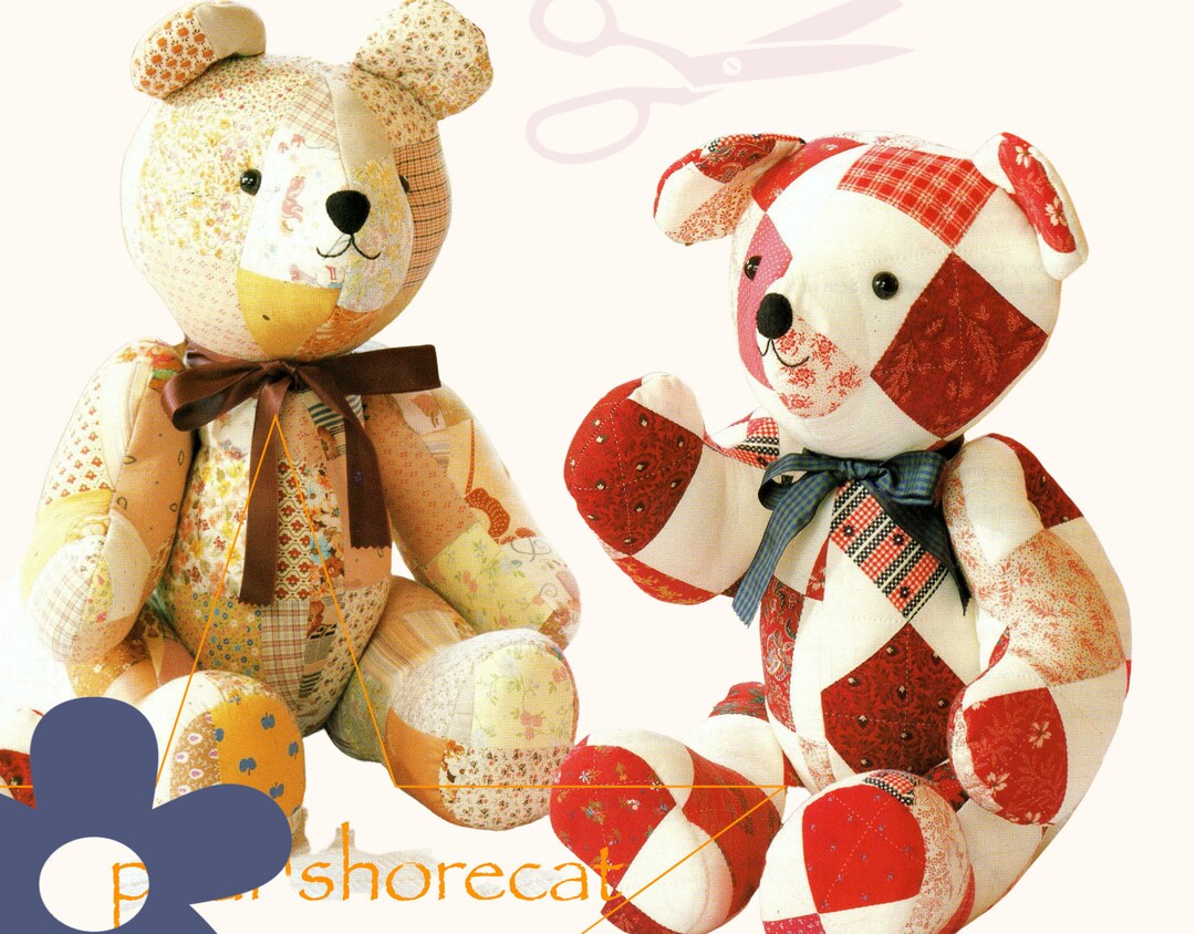 Memory Bear Patchwork Teddy Bear Sewing Patterns 1980s Stuffed Animal 