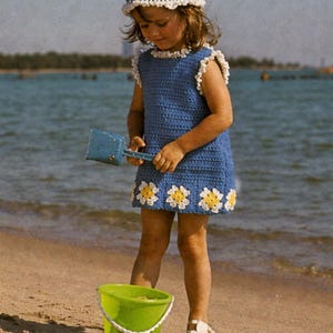 2 Daisy Granny Square Bucket Hat and Matching Dress Crochet Patterns, Instant Digital Download PDF