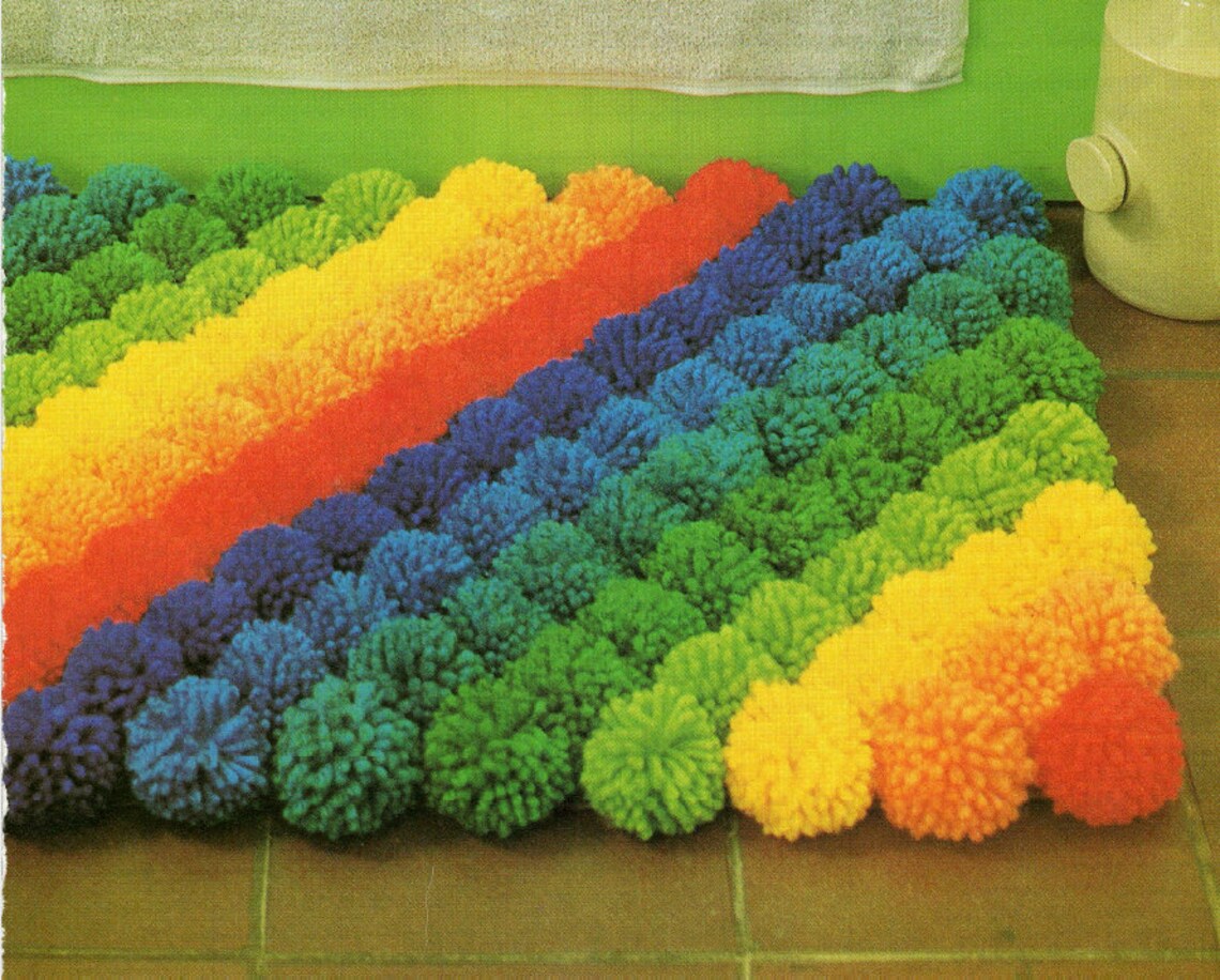 So Easy Rainbow Bath Mat Pattern Retro Home Decor Rug Etsy