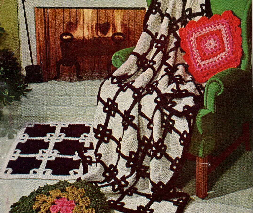 Breeze Blocks ビンテージ ブランケットとラグのかぎ針編みパターン