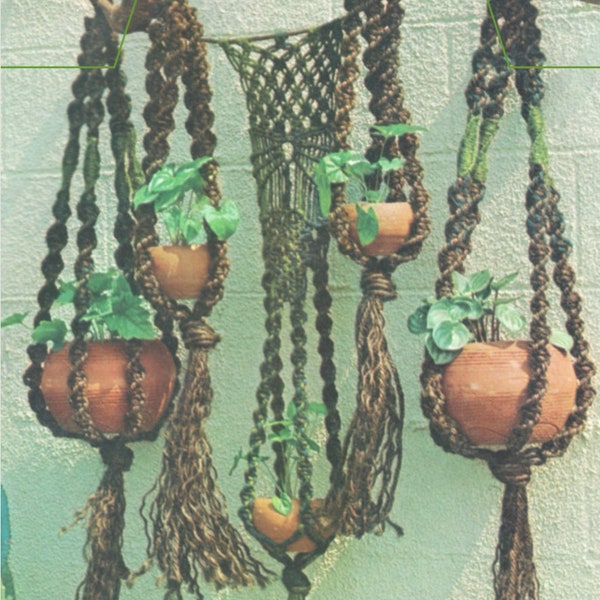 11 Large Macramé Plant Hanging Patterns Instant Download pdf, Some Have No Tassels!  Bonus Macrame Lampshade