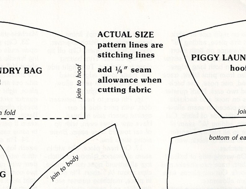 1970s Piggy Laundry Bag Sewing Pattern PDF - Large Size, Digital ...