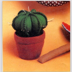 Cactus Felt Pattern Southwestern Instant Digital Download PDF Retro Home Decor Felting Plant Craft Potted Succulent 5&quot; Tall