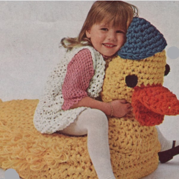 Yellow Duckie Floor Pillow Crochet Pattern, Instant Digital Download pdf eBook, Boys Girls Kids Bird Lovers Stuffed Animals Soft Toys