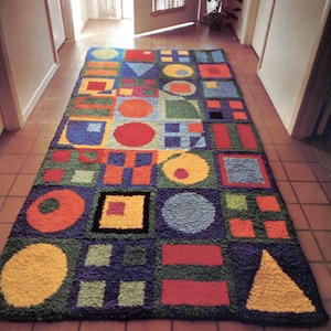 Vintage Large Latch Hook Rug Pattern pdf  Instant Digital Download eBook, 70s Does 50s Super Retro Vibes!