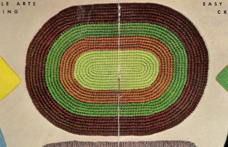So Easy! Classic Crochet Rag Rug Pattern Vintage Mid Century Modern 50s Instant Digital Download pdf Easy Small or Large Bathroom Hall Decor image 3