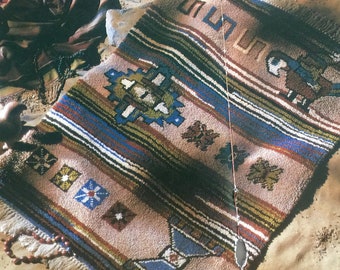 Patrón de alfombra con gancho de pestillo azteca estilo suroeste para recibidor, entrada, baño y cocina. Confección de alfombras de los años 80. Descarga digital instantánea en PDF.