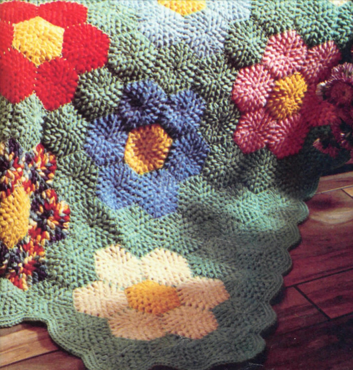 Granny's Flower Garden Crochet Blanket Pattern Floral Etsy