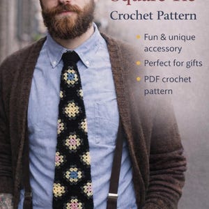 Men's Granny Square Necktie Pattern Vintage 1970s Motif, Instant Digital Download pdf, Business Casual & Groovy Grandpa image 7