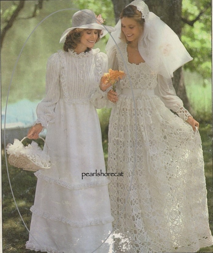ヴィンテージクロシェ編みのウェディングドレスとニットウェディング