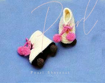 Roller Skates Baby Booties Crochet Pattern Instant Digital Download PDF Retro Boho Beach Baby Accessory Boy Girl 3 -6 Months Vintage 80s