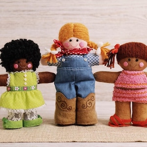3 Felt Sewing Patterns for Little People Dolls - Fun DIY Project, Digital Download PDF for Immediate Use!