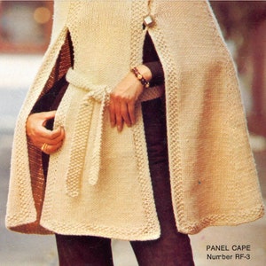 Retro Cape Knitting Pattern, Instant Digital Download pdf, SML Top 6 8 10 12 14 16, Iconic 70s image 6