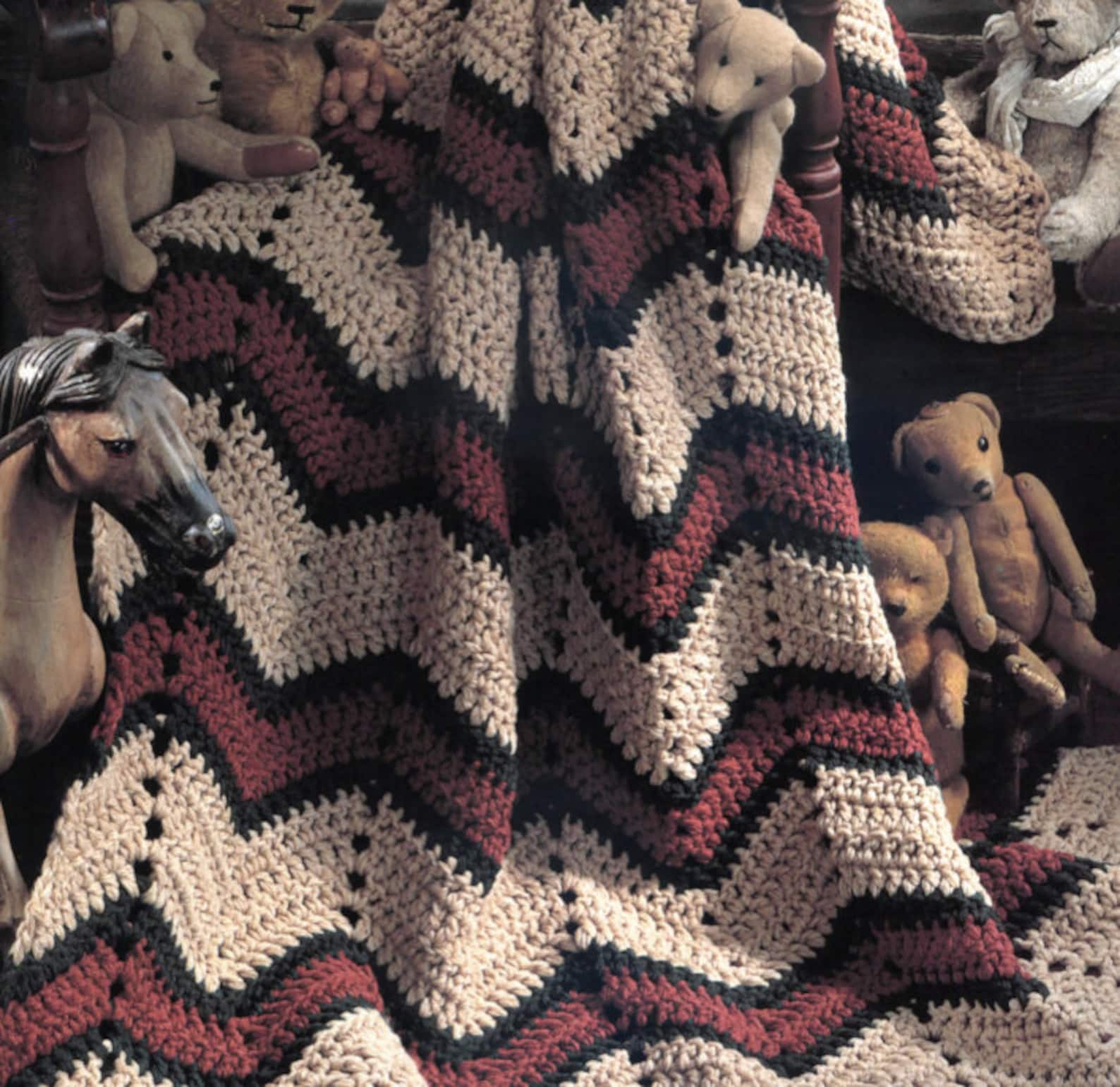 Rustic Chevron Crochet Blanket Pattern Ripple Afghan Retro Etsy