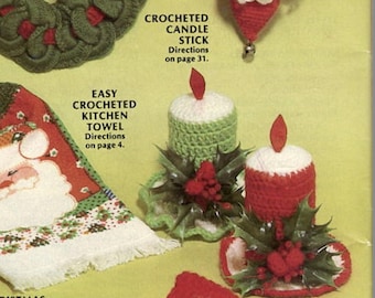 Crochet Candle Pattern Holiday Pattern,  Instant Digital Download pdf, Vintage Xmas Table Top Candlestick Decor, Christmas Craft, So Easy!
