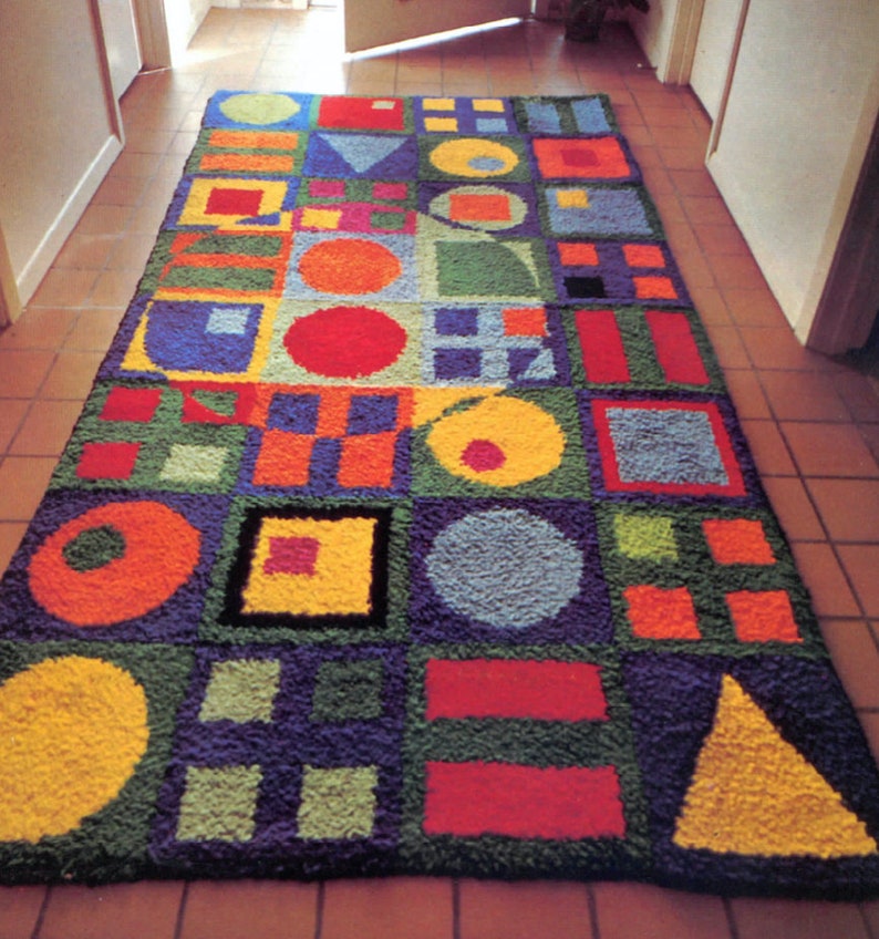 Vintage Large Latch Hook Rug Pattern PDF, Instant Digital Download 1970s does 1950s Retro image 8