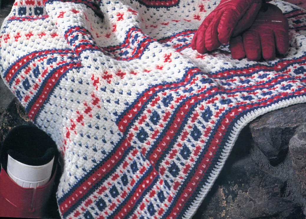 Ski Bunny Fair Isle Crochet Blanket Pattern Winter Warm Afghan Thick Throw Instant Digital Download Pdf 43x58 so Retro Etsy Canada
