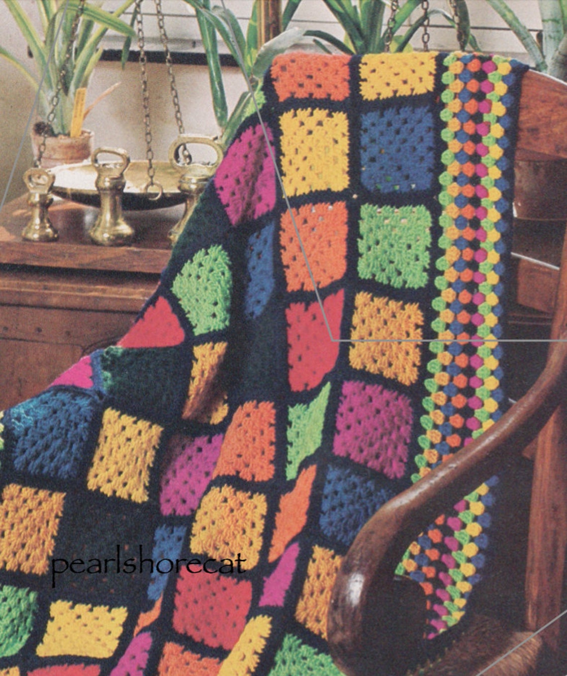 Vivid Patchwork Crochet Blanket Pattern Easy Granny Square Etsy