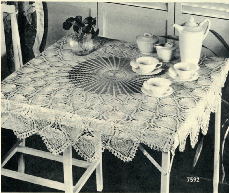 2 Pineapple Crochet Tablecloth Patterns Small & Large Sizes 41 And 71 Diameter, Instant Digital Download pdf image 2