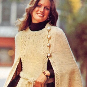 Retro Cape Knitting Pattern, Instant Digital Download pdf, SML Top 6 8 10 12 14 16, Iconic 70s image 8