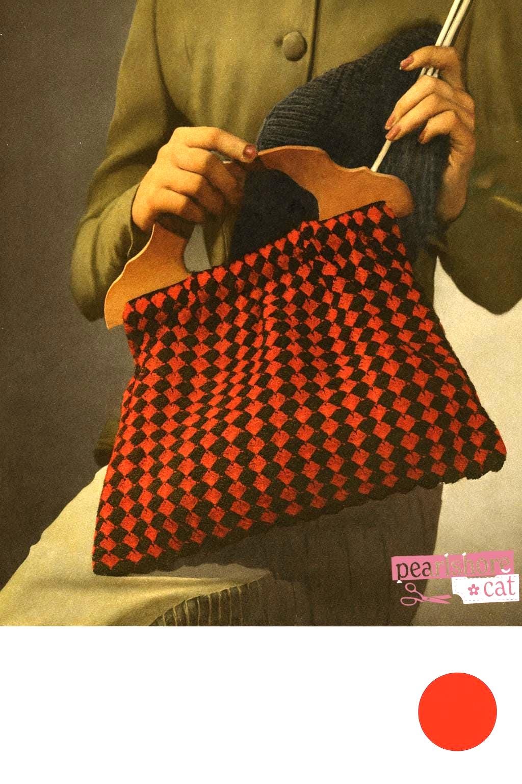 Vintage Stylish Red and Black Houndstooth Women\'s Bag Vintage, Houndstooth Handbag, Black and White Pattern With  main image 3