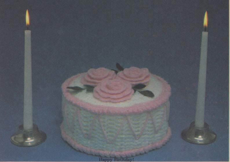 Cake 80s Birthday Cake Crochet Pattern, Frosting Rosettes, Instant Digital Download Printable pdf eBook image 3