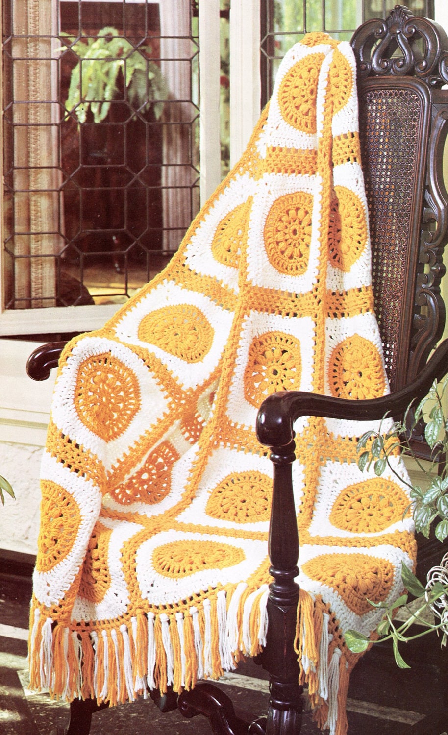 Iconic 70s Crochet Blanket Pattern Pdf Retro Granny Square Afghan 