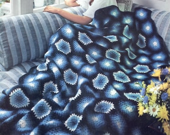 Starry Night Crocheted Blanket Pattern pdf Instant Download in a Granny Sqare Hexagon Motif,  Total Retro Vibes!