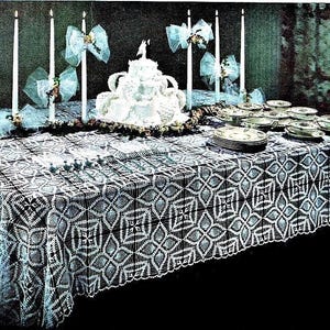 Vintage Pineapple Motif Crochet Tablecloth Pattern pdf Instant Digital Download, Wedding or Birthday Table with Retro Hawaiiana Vibes!