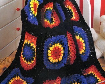 Tie Dye Granny Square Crochet Blanket Pattern pdf,  Instant Digital Download, Summer of Love!