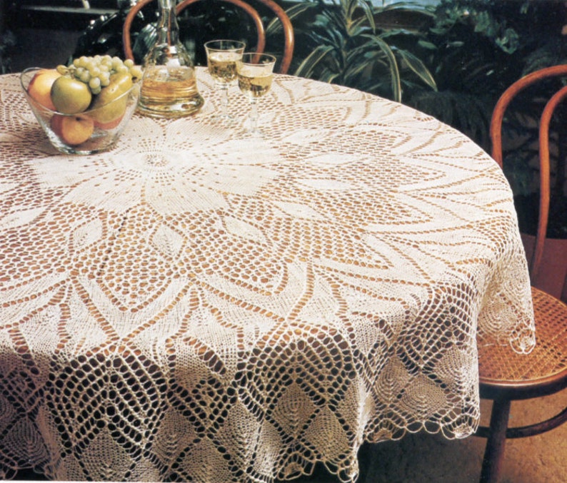 Knit Tablecloth Pattern Beautiful Apple Blossom Design Etsy