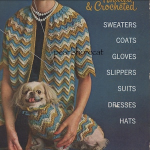 16 Vintage Crochet Patterns eBook Instant Digital Download pdf, Cardigans Jackets Coats Dresses Skirts Tops Socks & Dog Sweater