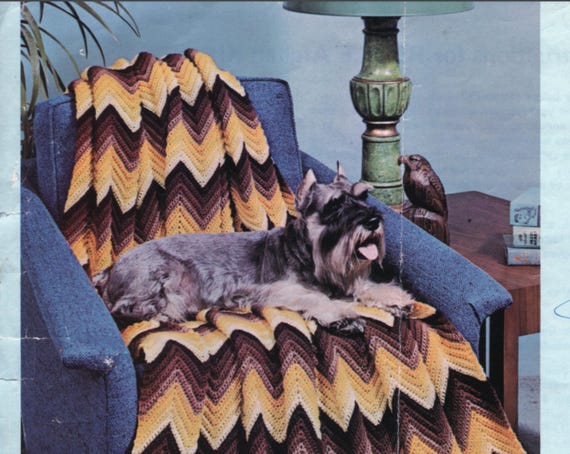 14 Color Charts - Ripple Blanket Crochet Pattern Retro Chevron Afghan Throw, Instant Digital Download pdf, Vintage Vibes in 3 Size Options!