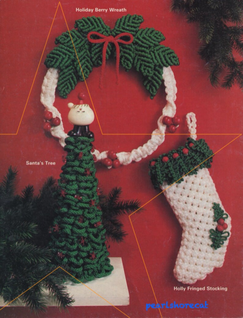 3 Macrame Wall Hanging Holiday Decor Patterns Santas Tree Etsy