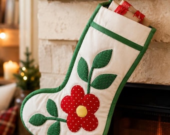 Moldes de costura vintage para meias de Natal e saias de árvore – Design floral, enfeites combinando (Download digital)