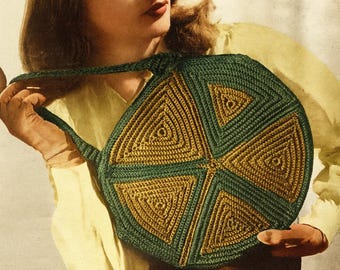 Modèle de sac à main au crochet vintage des années 40 - Créez votre propre sac à main rétro, téléchargement immédiat au format PDF pour une utilisation immédiate