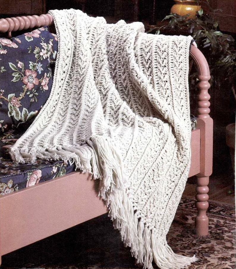 Fisherman's Crochet Blanket Pattern Winter Warm Aran Throw Etsy